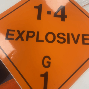 Alternative view of Class 1.4G Explosives Placard
