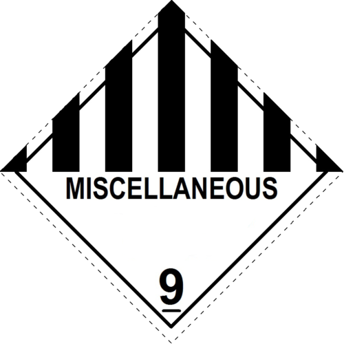 Metalizer Class Label Class 9 - Miscellaneous Dangerous Goods Label with text - ORP DG PRO shop