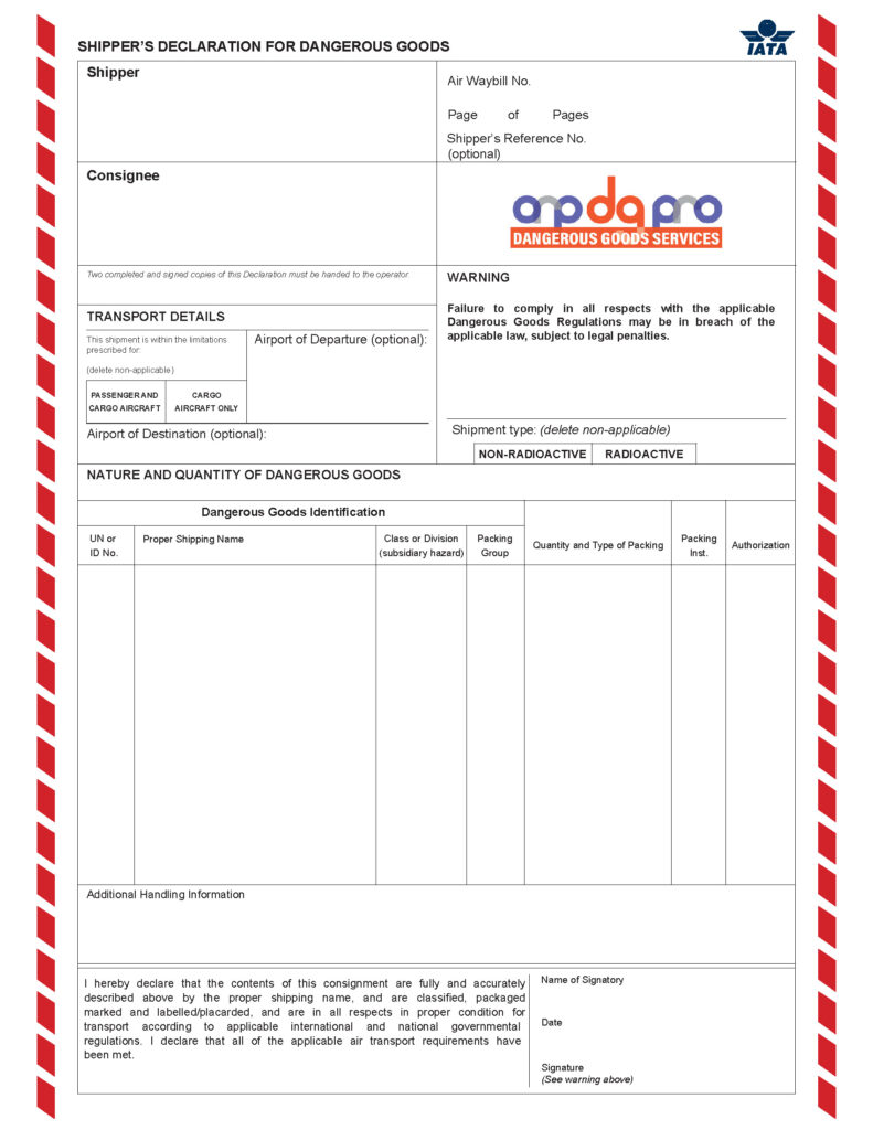 dangerous goods declaration