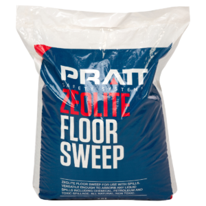 Zeolite floor sweep spill control