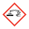 Corrosive chemicals, may cause severe skin and eye damage and may be corrosive to metals.